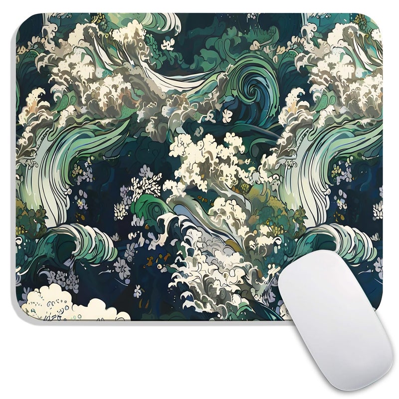 Armanza Square Mouse Pad Japanese Art,Personalized Premium-Textured Custom Mouse Mat Design,Washable Mousepad Lycra Cloth,Non-Slip Rubber Base Computer Mouse Pads for Wireless Mouse - Image 1